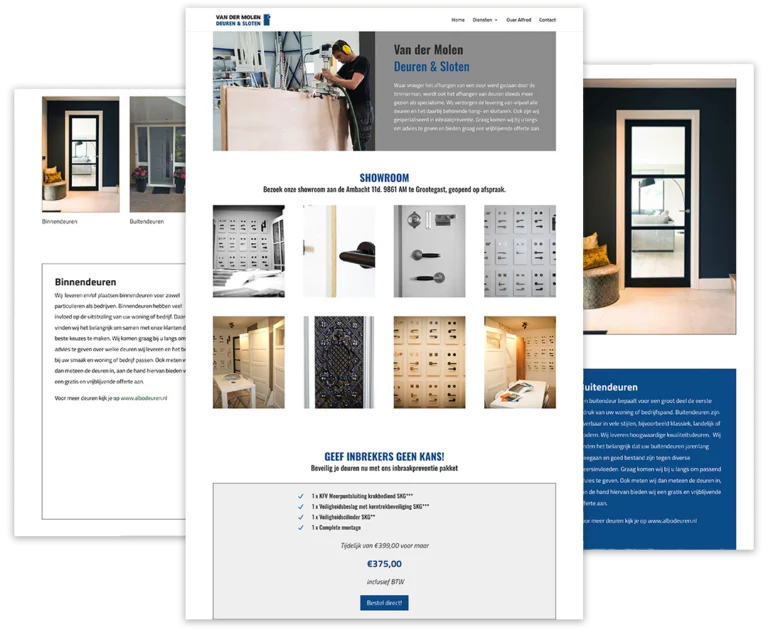 Webdesign van Van der Molen Deuren & Sloten door DaDi Websites enzo