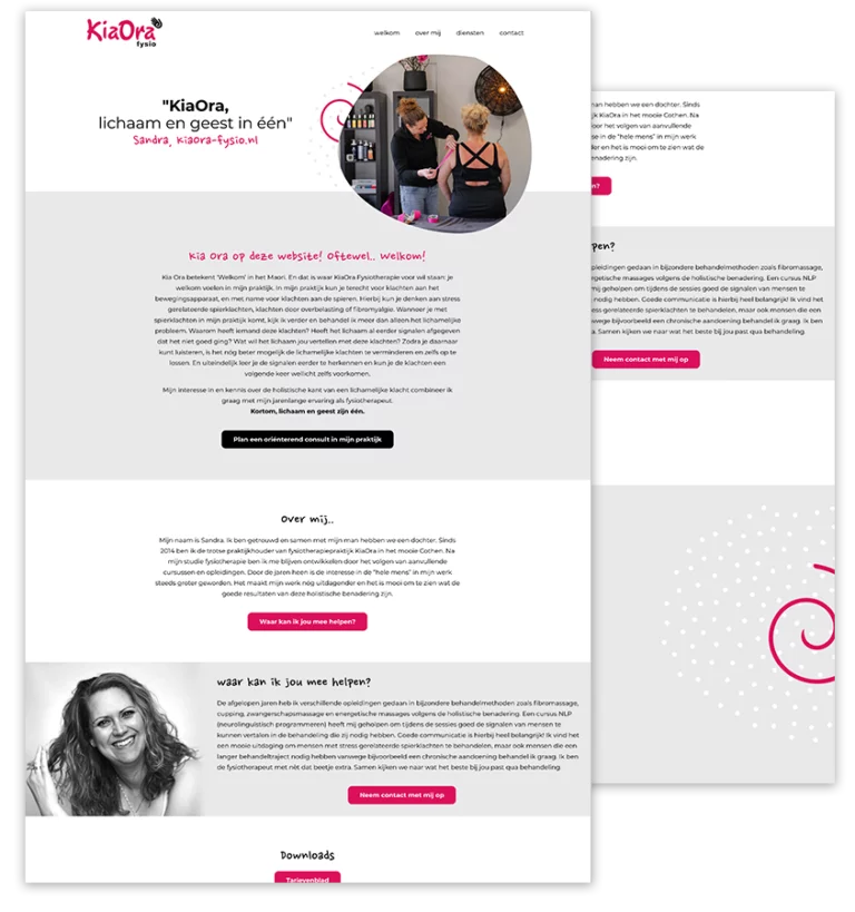 Mockup van KiaOra Fysiotherapie website