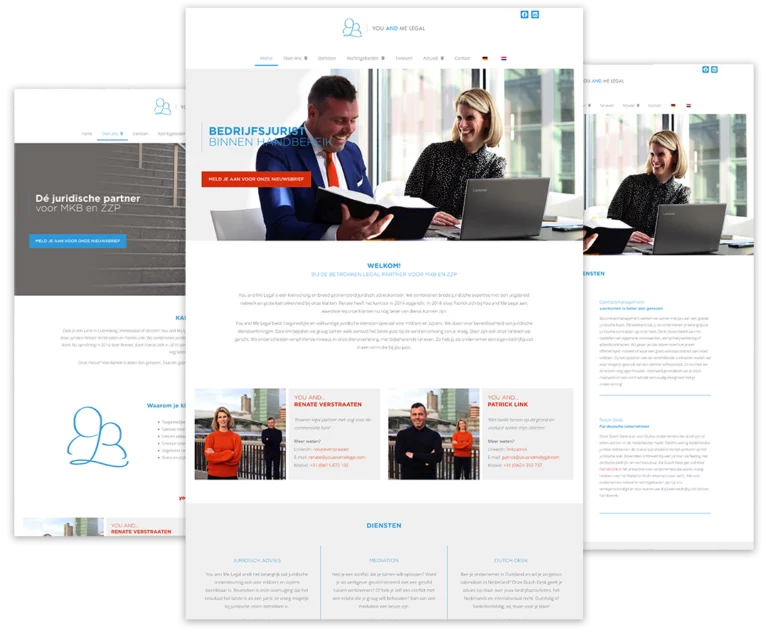 Website voor You and Me Legal gebouwd met ontwerp van Atexo