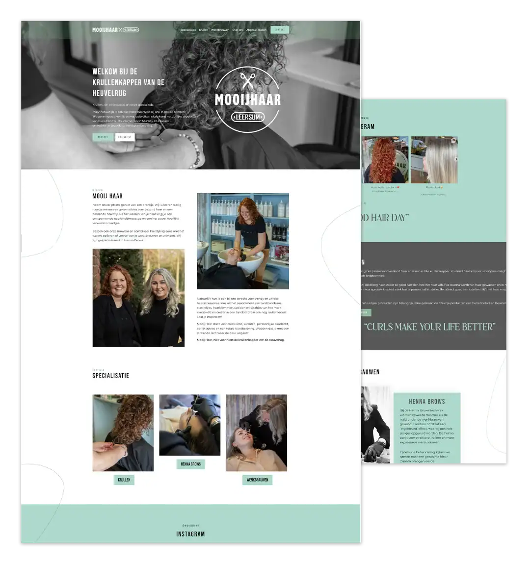 Mockup van de WordPress-website voor Mooij Haar in Leersum, gebouwd door mij met ontwerp van FlairDesign en inclusief hosting en onderhoud.