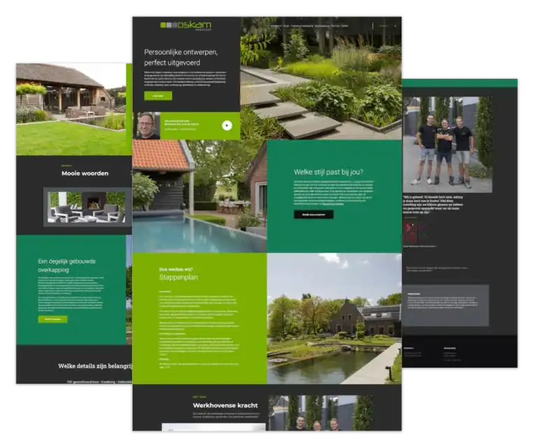Mockup van de WordPress-website voor Oskam Werkhoven, gebouwd door mij op basis van ontwerp van FlairDesign.