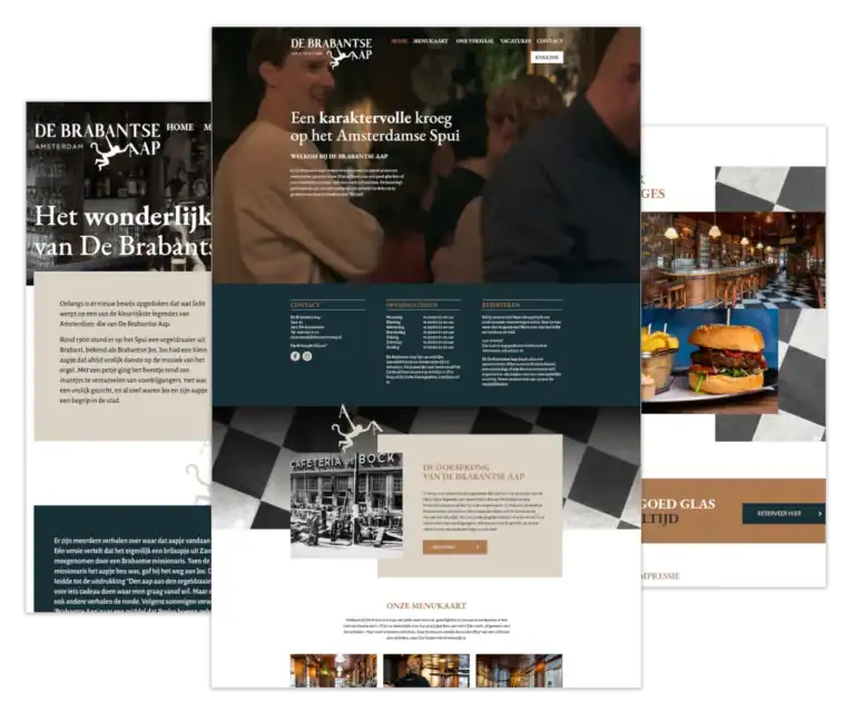 Mockup van de WordPress-website voor De Brabantse Aap, gebouwd door mij met ontwerp van FlairDesign en onder mijn WordPress hosting en onderhoud.