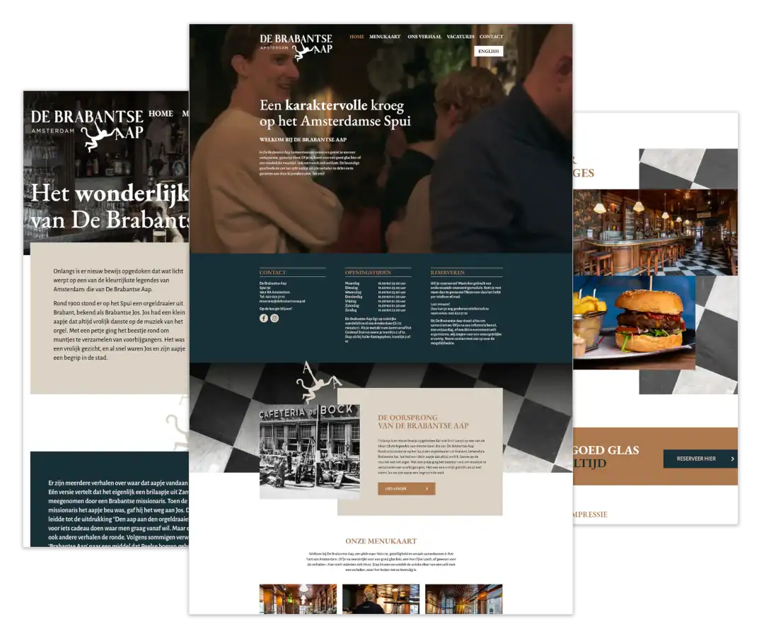 Mockup van de WordPress-website voor De Brabantse Aap, gebouwd door mij met ontwerp van FlairDesign en onder mijn WordPress hosting en onderhoud.